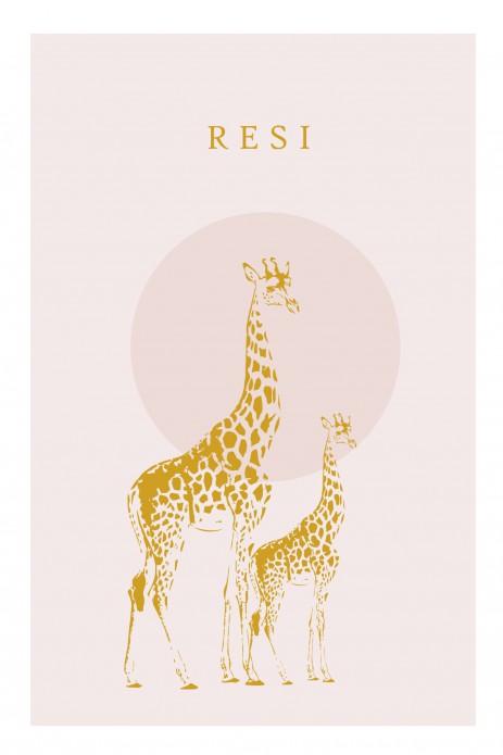 Geboortekaartje foliedruk giraffe
