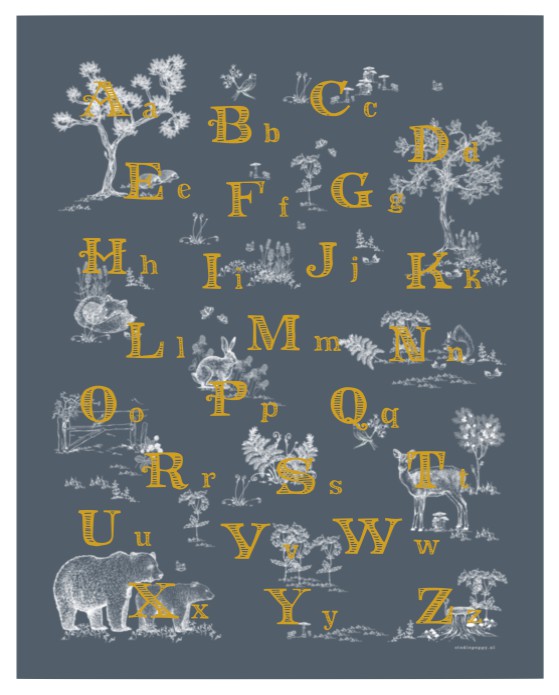 ABC poster met bosdieren