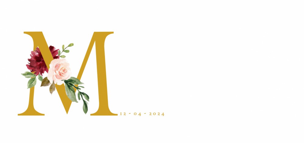 Een heel stijlvol geboortekaartje met monogram in foliedruk. De hand geschilderde bloemen maken het heel bijzonder. Voor elke letter van het alfabet is een kaartje mogelijk. Er zijn 4 soorten foliedruk te selecteren: goudfolie, zilverfolie, koperfolie en 