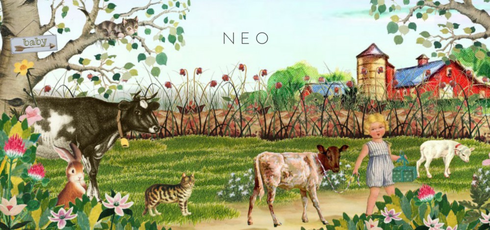 Geboortekaartje boerderij met boerderij dieren zoals de koe, schaap en kat. Illustratief retro vintage geboortekaartje dat uniek is voor als je van het boerderij leven houdt. In de editor kun je zelf nog beeldmateriaal toevoegen. Een gratis proefkaartje i