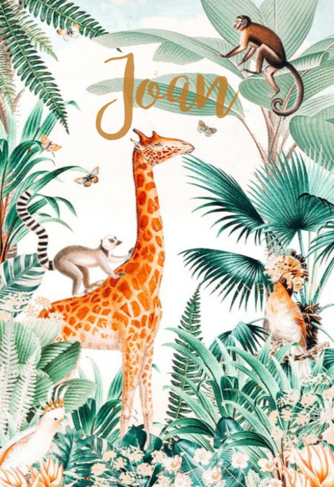 Geboortekaartje bohemian jungle giraf