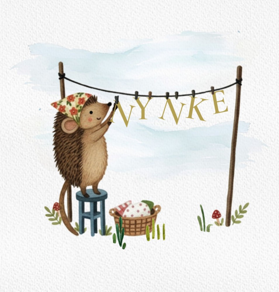 Geboortekaartje egeltje met waslijn