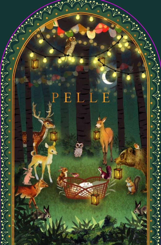 Geboortekaartje met prachtig kader in boogvorm