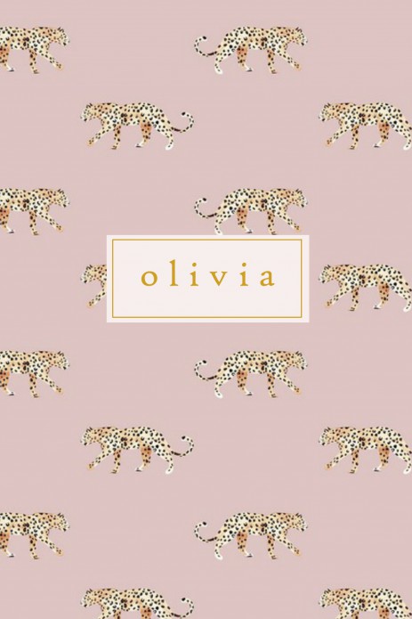 Geboortekaartje 'Leopard dusty pink' van Annet Weelink Design