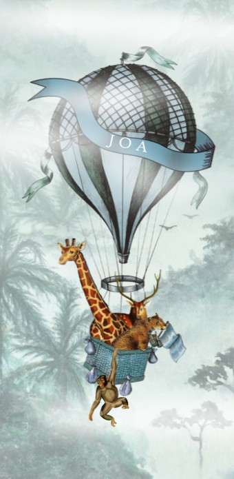 Geboortekaartje luchtballon over de jungle
