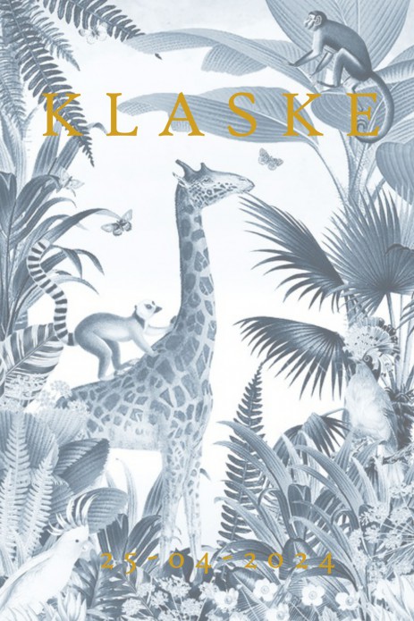 Geboortekaartje mono blauw jungle met foliedruk