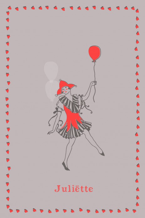 Geboortekaartje vintage circus in offset neon look