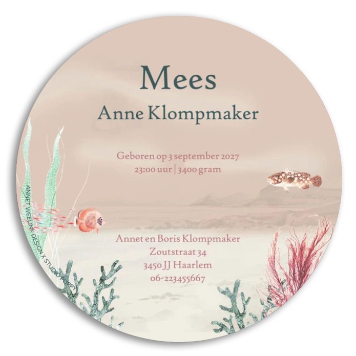 Geboortekaartje 'Aqua Adventures' van Annet Weelink Design