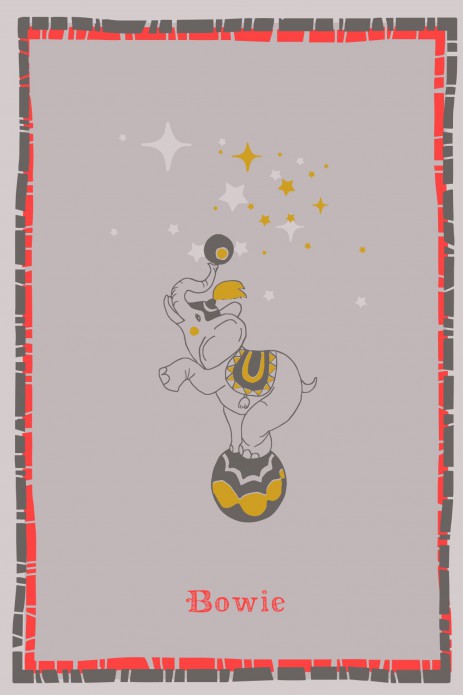 Geboortekaartje vintage circus met balancerende olifant