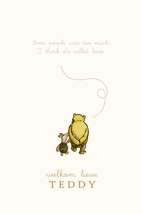 Geboortekaartje Winnie the Pooh met Piglet