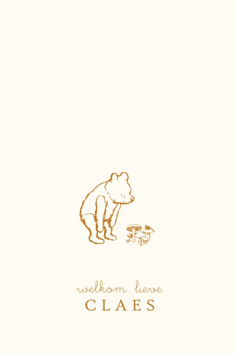 Geboortekaartje Winnie the Pooh met paddestoel
