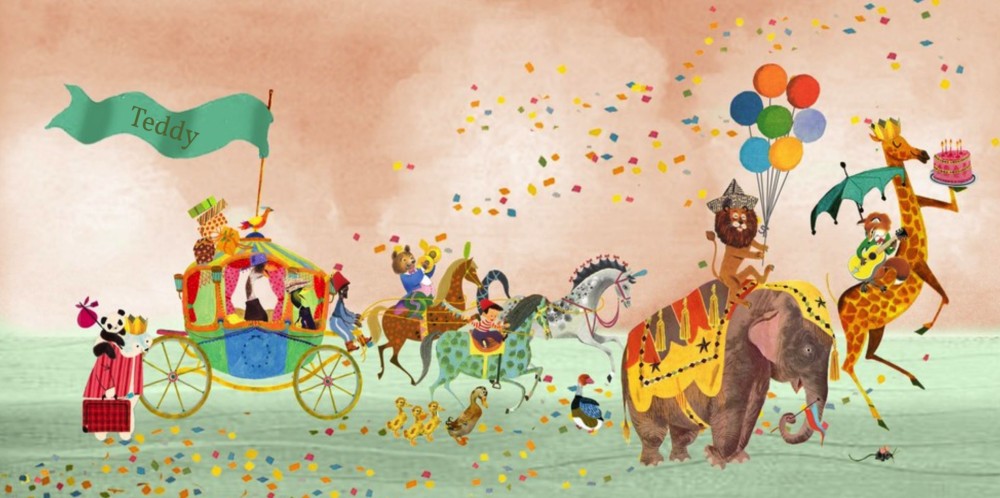 Geboortekaartje retro parade met koets en paarden