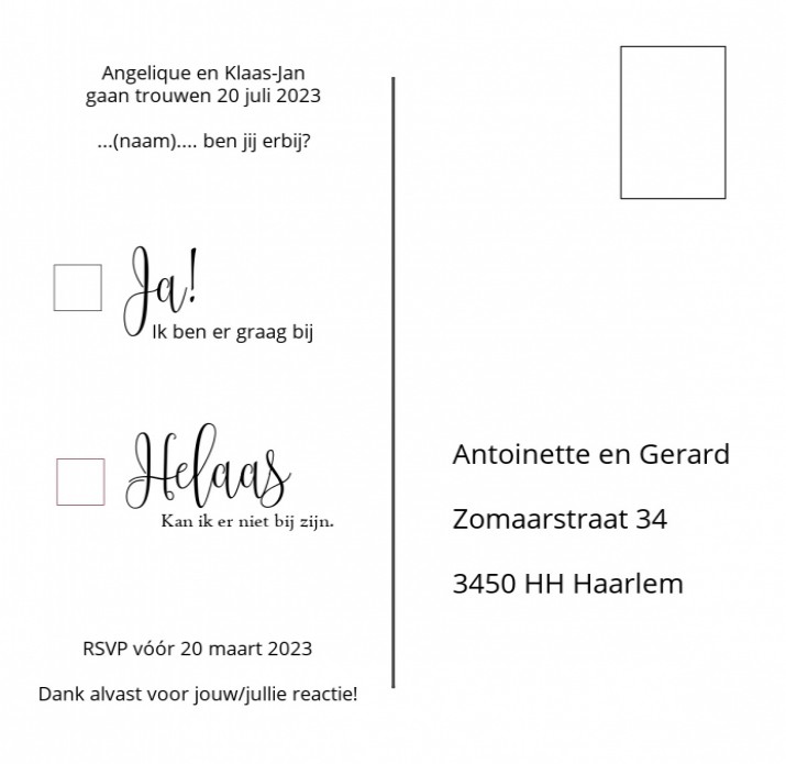 kaart achterzijde