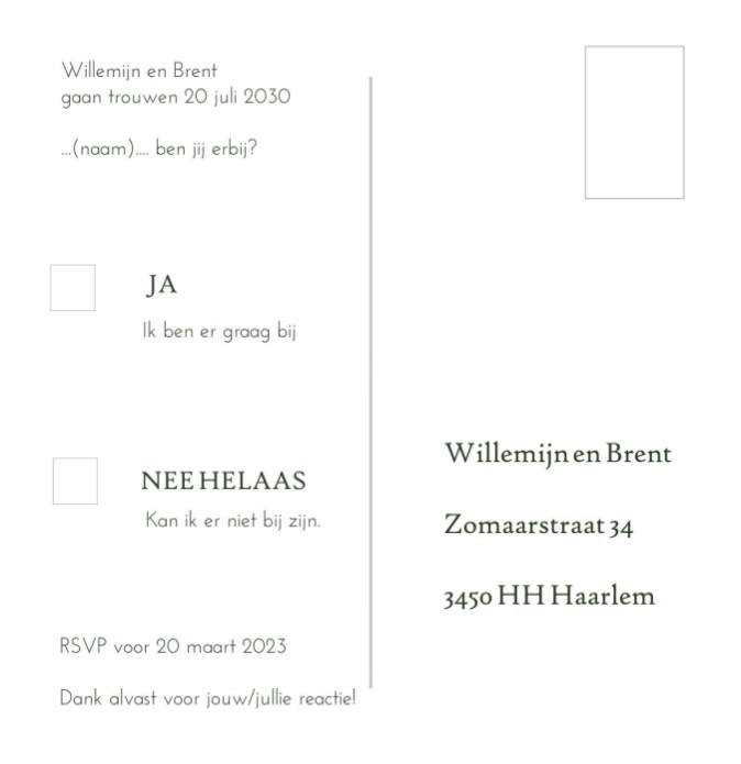kaart achterzijde