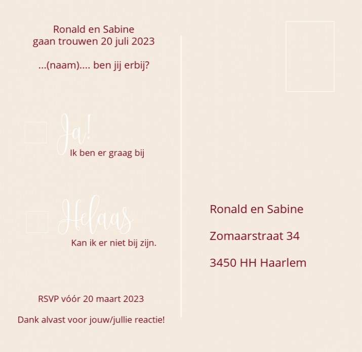 kaart achterzijde