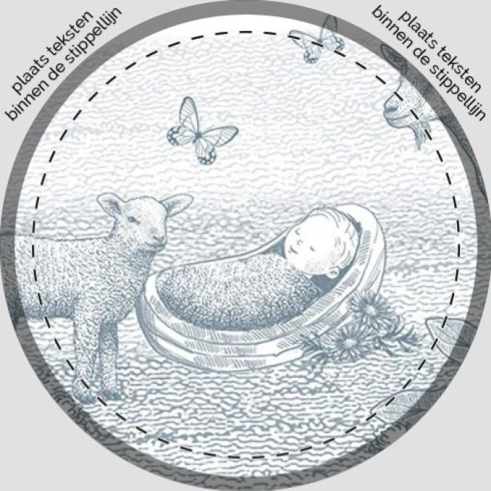Sluitsticker mandje met baby