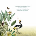 Geboortekaartje botanisch tropisch kraanvogel binnen