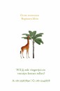 Geboortekaartje jungle tropisch met giraffe en zebra binnen